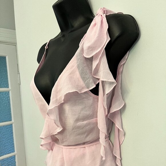 NWT Urban Outfitters Pink Belle Ruffle Wrap Top, Size Small - Picture 6 of 15